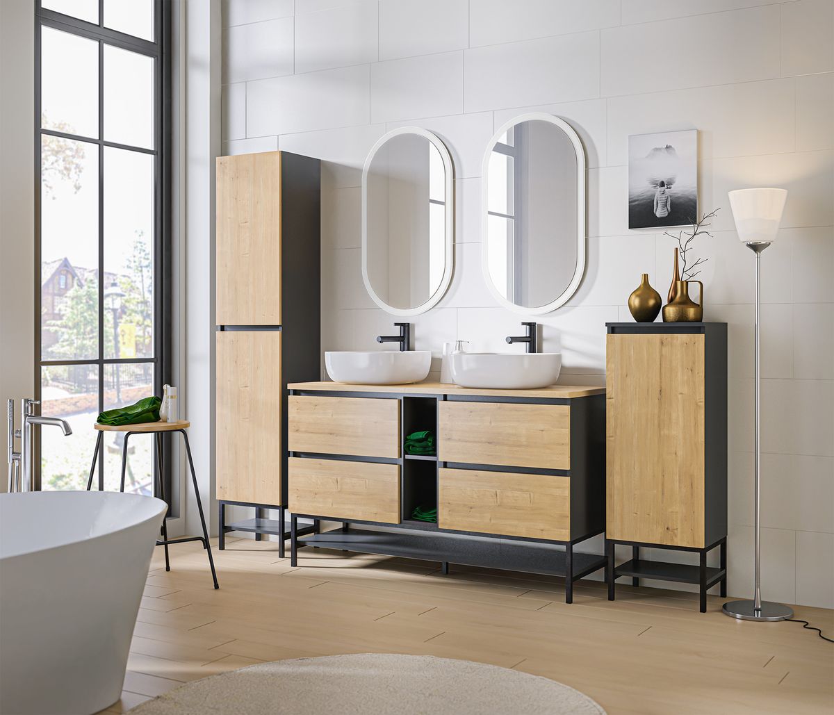 MONAKO GREY OAK HØYSKAP